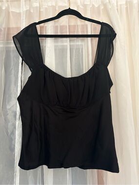 GAP Black Sheer Cap-Sleeve Scoop Neck Camisole